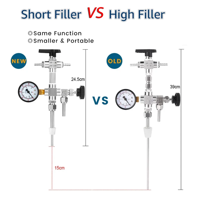 Counter Pressure Bottle Filler with Quick Joint Connector, Beer Bottling & Transfer Avoid Air Connect & Pressure Gauge (0-60psi)