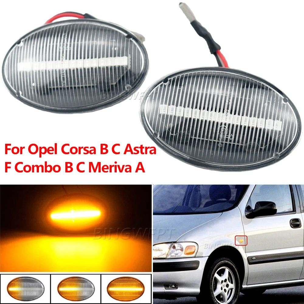 2Pcs Car Dynamic LED Side Marker Lihgt Turn Signal Lamp For Opel Corsa B C Astra F Combo B C Meriva A Car Accessories image 3