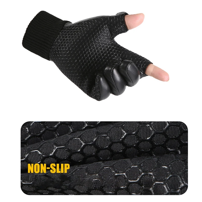 Two Fingers Flip-Up Gloves, PU Leather Warm Gloves, Waterproof and Cold-Proof, Winter Outdoor Cycling, Driving and Fishing