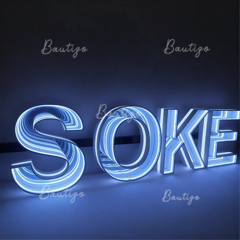 Personalizado 3d led infinito espelho sinal canal letras espelho personalizado parede negócios ao ar livre decoração interior para bar salão de beleza