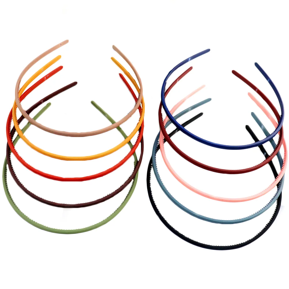 12PCS Adult Colorful Hair Hoops Anti-Slip Fine Teeth Hair Accessories Fashion Women Hairbands (Random Color)