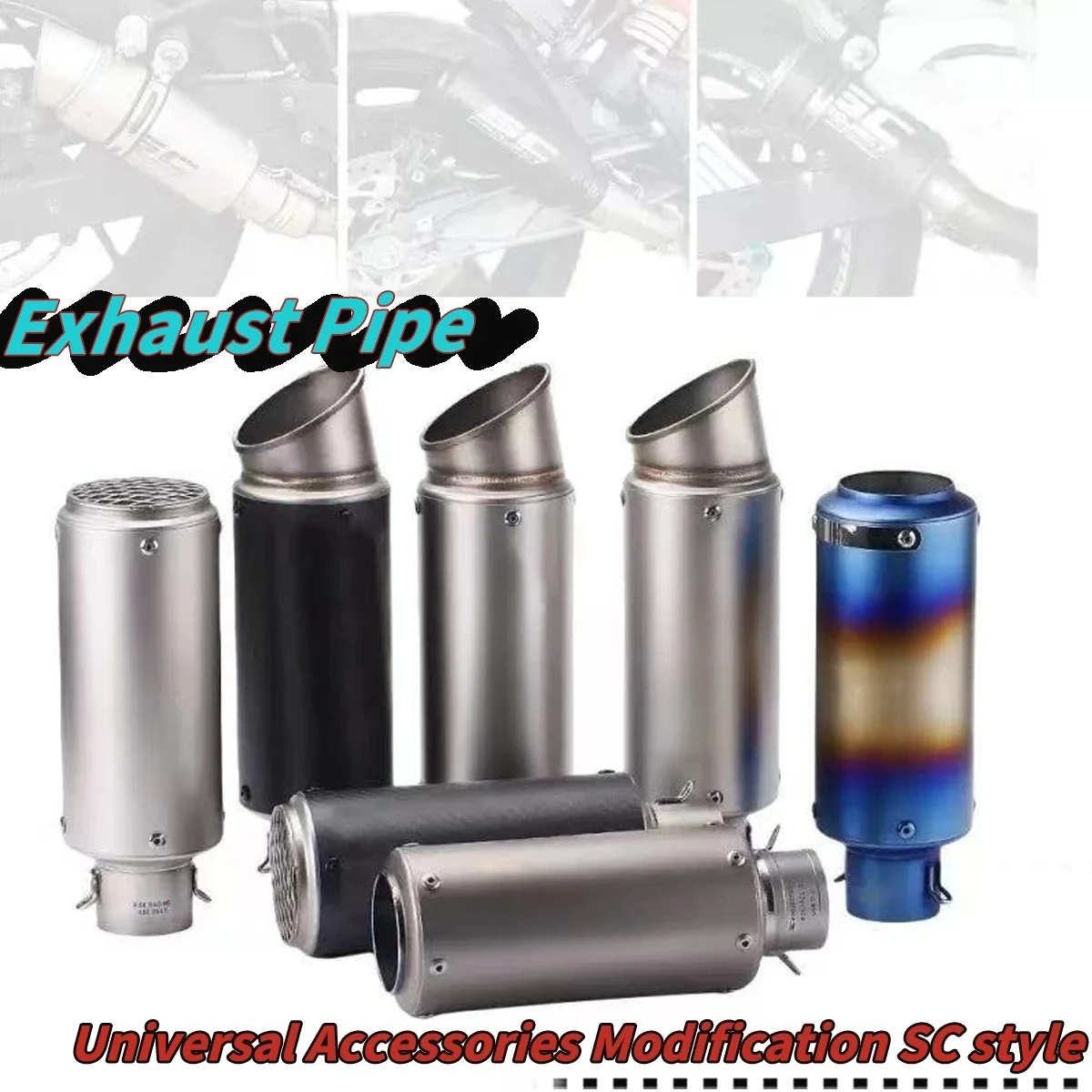 Universal Motorcycle Straight Exhaust Pipe 250SR Z900 R6 R1 R3 Modification Horizon Exhaust Pipe Large Capacity Auto Parts