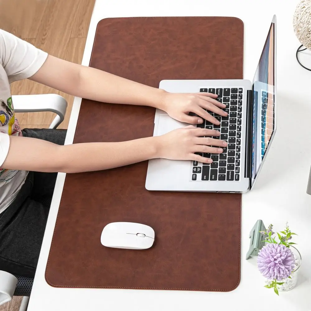 Easy to Clean Leather Mouse Pad Non-slip Waterproof Keyboard Mice Mat Crazy Horse Pattern Extra Large Writing Pad Home Office