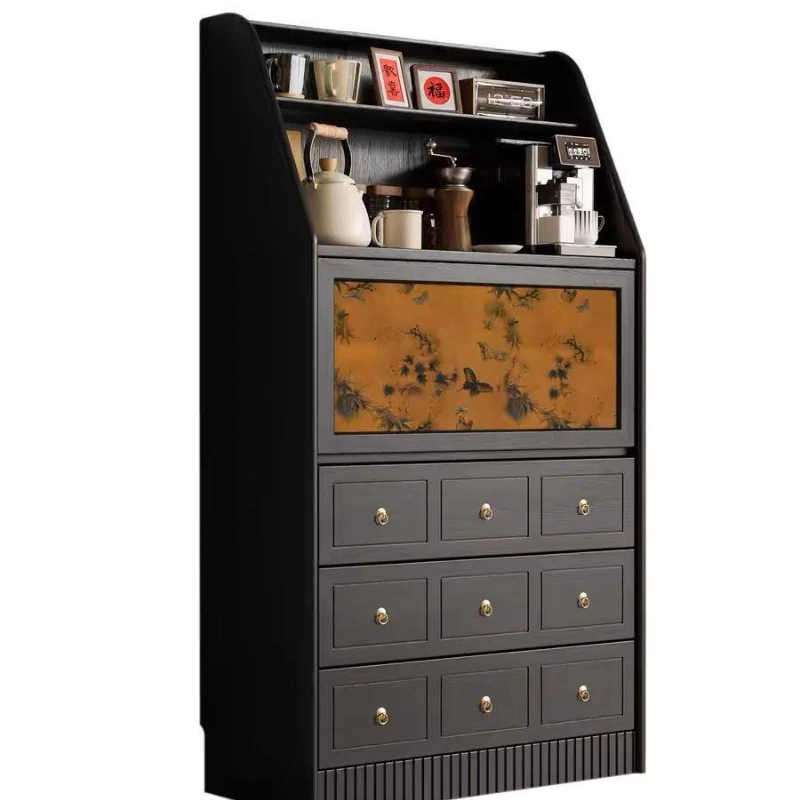 retro style modern simple display cabinet, foyer entrance cabinet, living room three bucket side cabinet