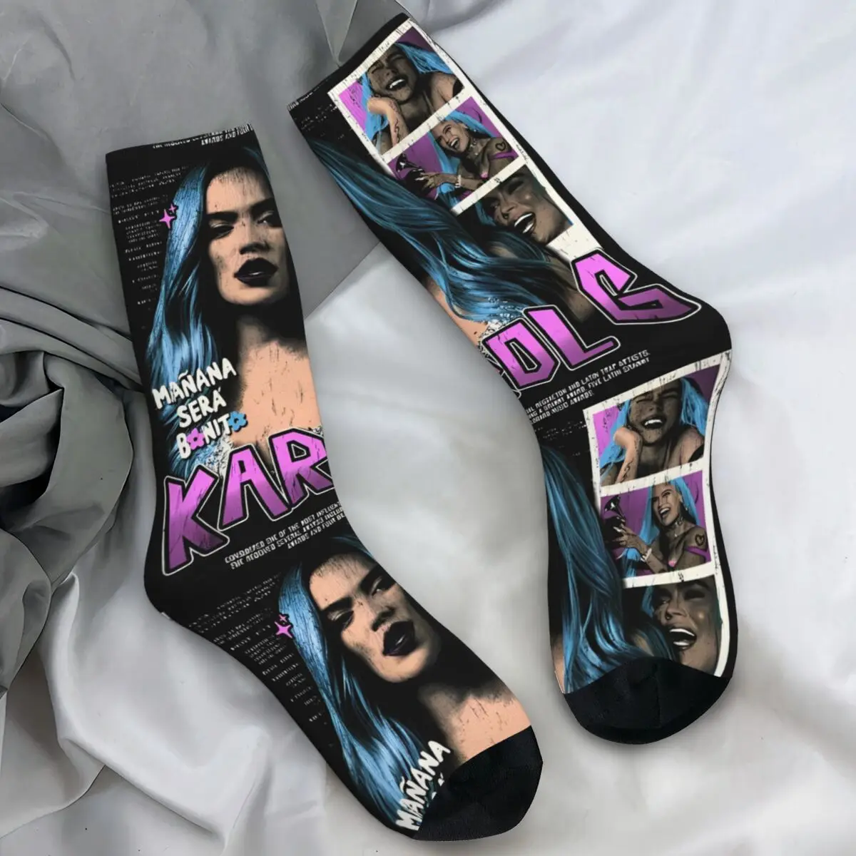 Hot Karol G Bichota Music Album Socks Korean Stockings Spring Non Skid Couple Socks Breathable Graphic Outdoor Sports Socks