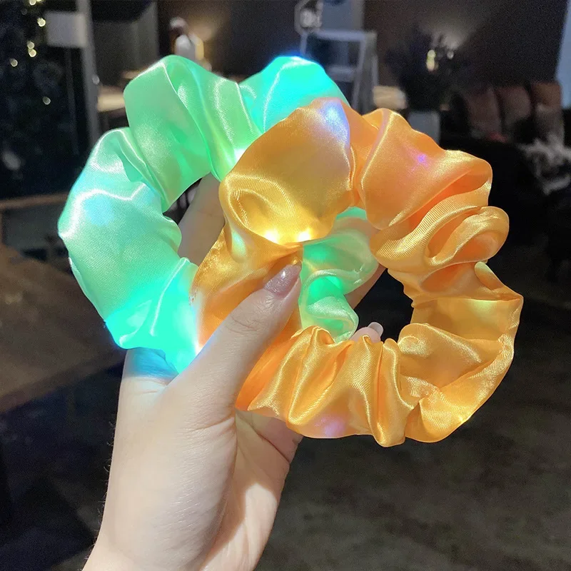 1 Pc LED Hair Scrunchies Light Up Hair Scrunchies Elastic LED Light Women Girls Hair Bands for Party