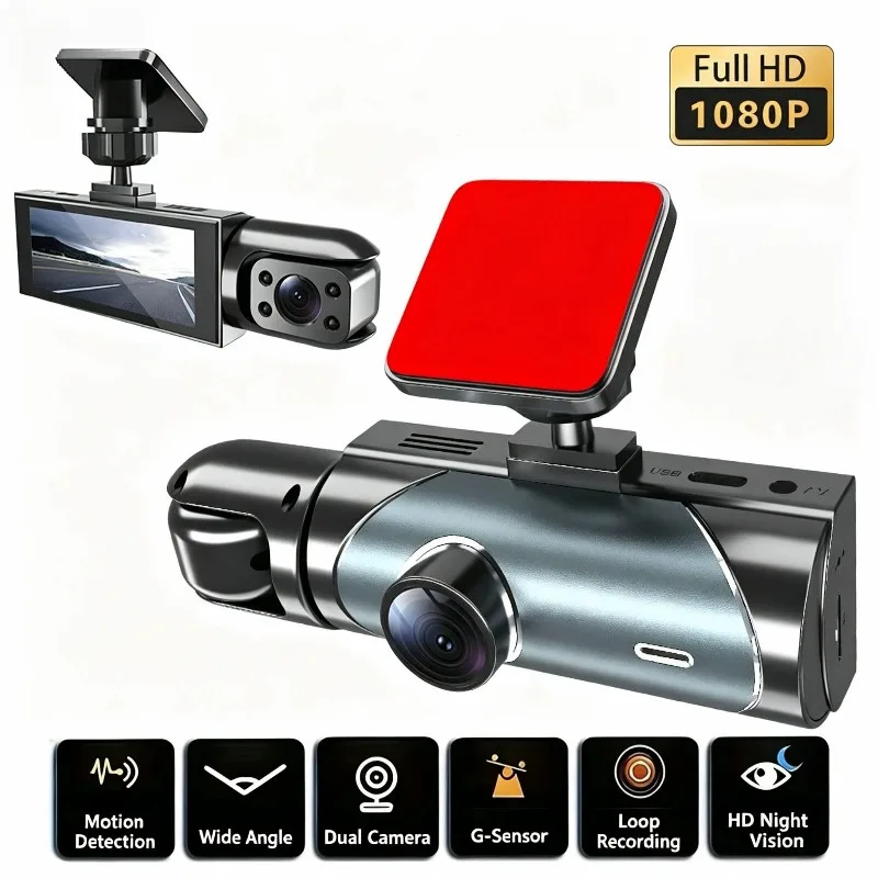 Three Channel 1080P Car DVR Dash Cam, Triple Lens Car Camera with WiFi, Loop Recording G-Sensor Night Vision Recorder