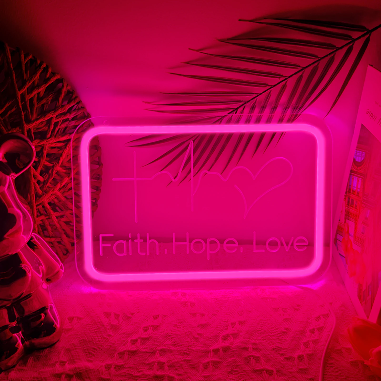 Faith Hope Love Neon Sign for Wall Decor Led Neon Light for Gym Yoga Bar Club Bedroom Hotel Pub Cafe Store Home Party Decor