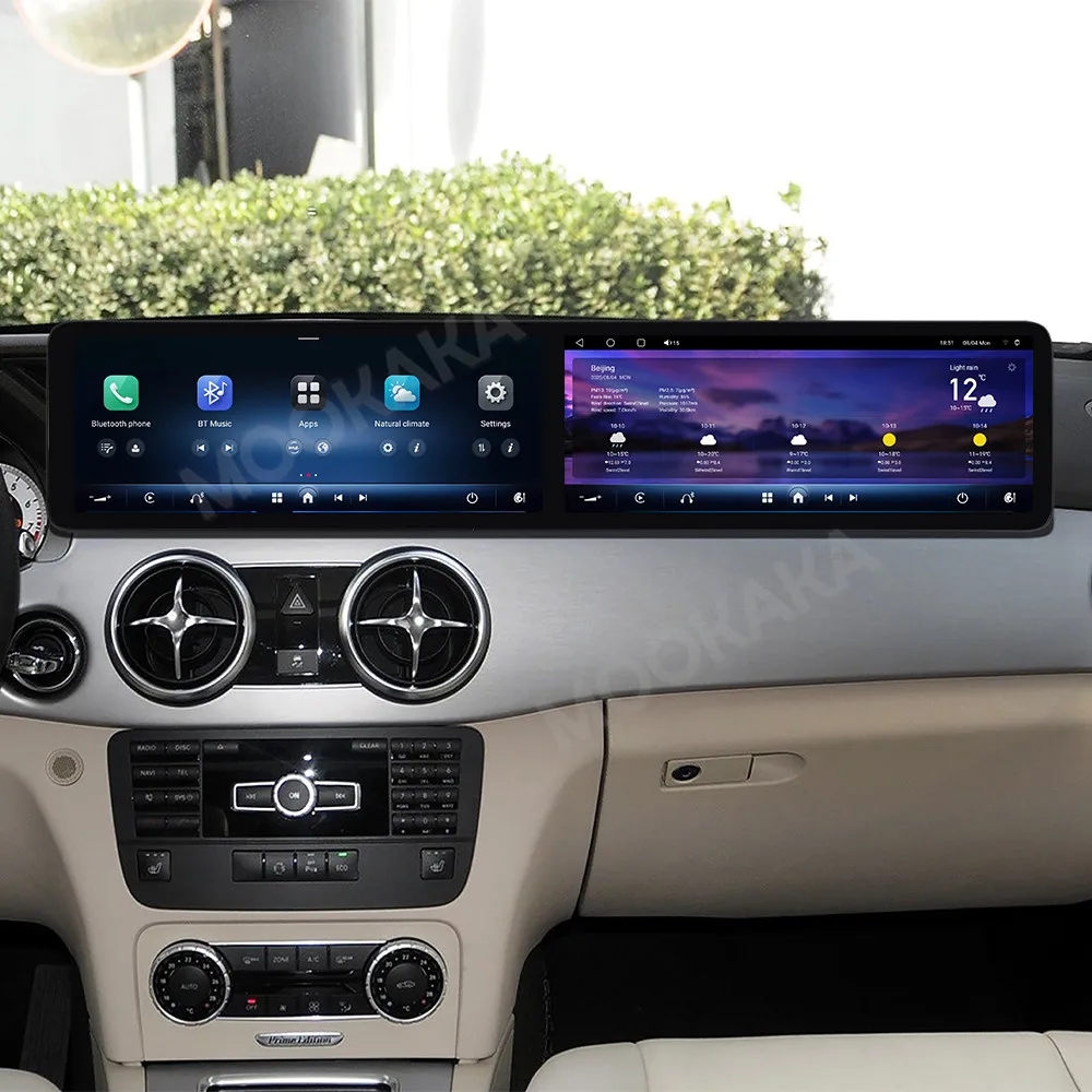 

24,6-дюймовый автомобильный радиоприемник Carplay для Mercedes Benz GLK 2013-2015, двойной экран, Android, авто стерео, мультимедийный плеер, GPS Navi, головное устройство DSP