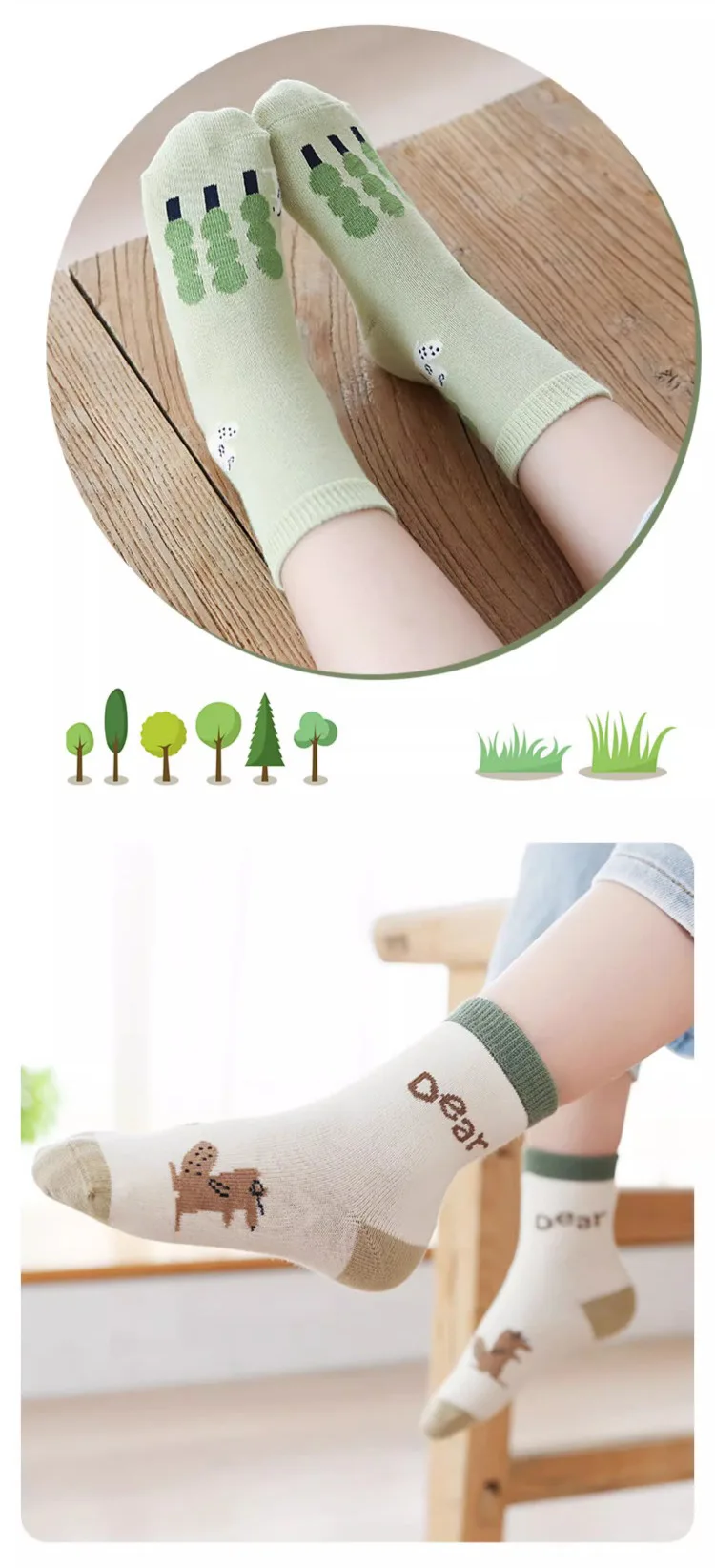 SShu Kindersocken, Frühlings- und Herbstsocken, Eichhörnchen-Cartoon-Kindersocken, atmungsaktive Baumwollsocken für Kleinkinder, 5 Paar – Detail 9