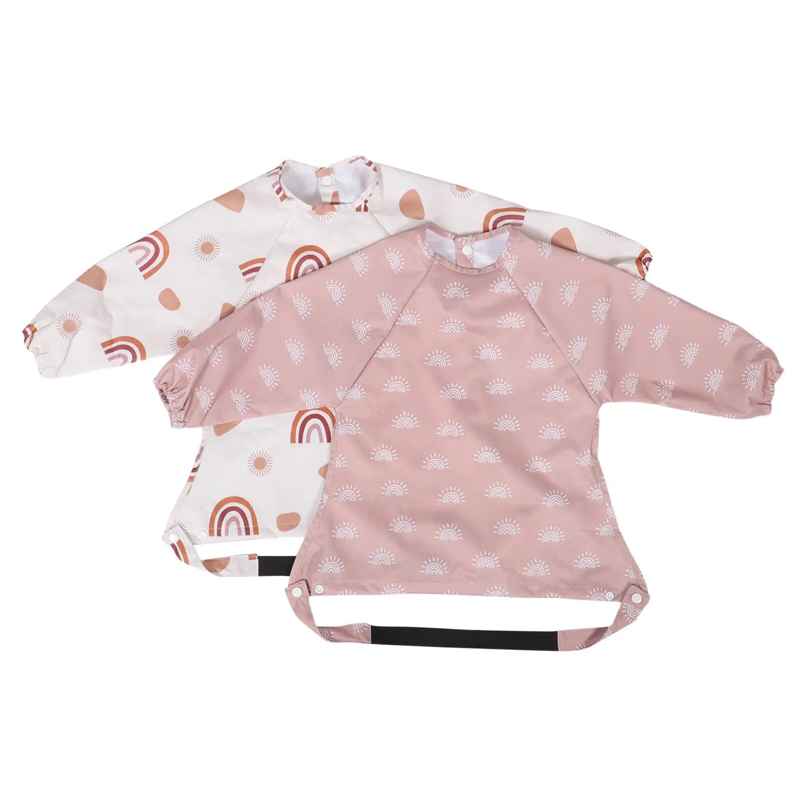 

2Pcs Children's Eating Bib Long Sleeve Waterproof Toddler Apron for Feeding Baby Smock High Chair Meal Time Stain Resistant Easy