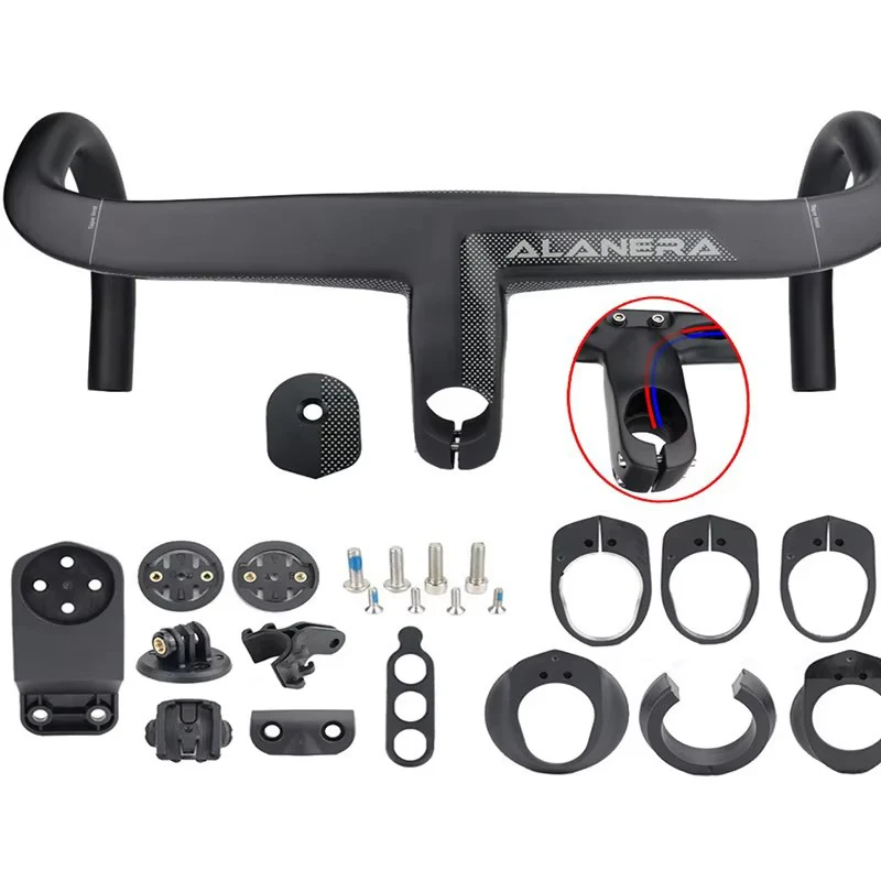 【セール中】HOT!2025 ALANERA 新型ペイントカーボンロードハンドルバー 超軽量一体型カーボンハンドルバー 28.6mmフォークステアリング用 スペーサー付き