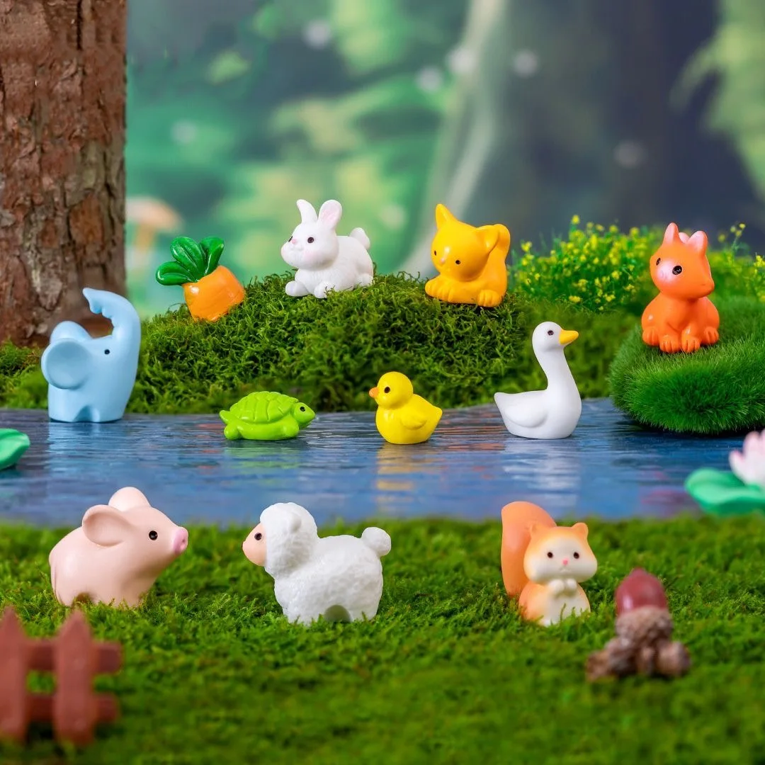 

3-15pcs Mini Simulation Resin Animal Ornament Creative Home Desktop Decoration Cute Yellow Duck Statue Garden Landscape Model