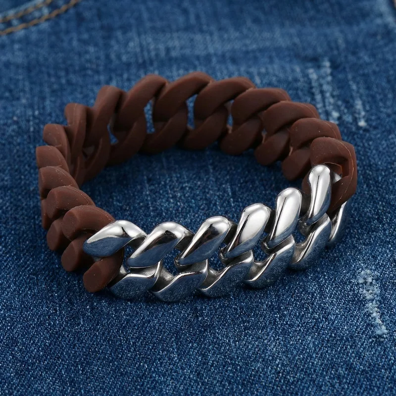KALEN Kreatives Edelstahl-Armband mit kubischen Gliedern, lässiges Büro-Accessoire für Herren, modischer Schmuck, Party-Geschenk für den Freund – Detail 9