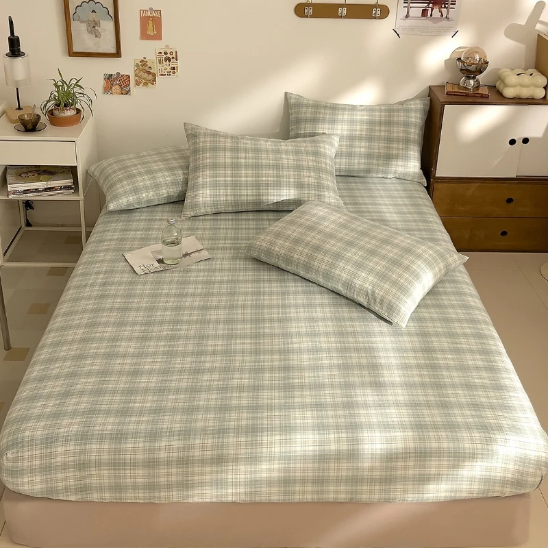 

2026 Style Pure Cotton Class A Striped Washed Cotton Bed Hat The Mattress Cover with Elastic Tension Wraps Bedspread 360 Degrees