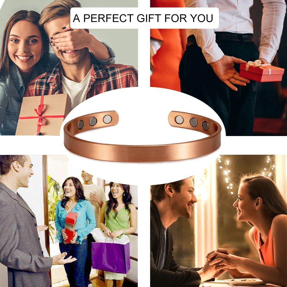 Ikuinen Matte Pure Copper Bracelet for Men Women Adjustable Open Cuff Bangle 9.5mm Wide Solid Copper Minimalist Jewelry image 2