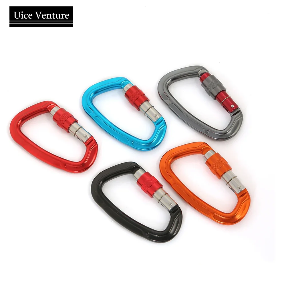 Outdoor Professional Rock Climbing Carabiner 25kN Lock D-shape Safety Buckle For Keys Tools Equipment