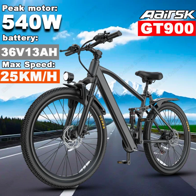 

Электрический велосипед, 540 Вт, пиковый двигатель, 36 В, 13 Ач, литиевая батарея, электронный велосипед, двойные дисковые тормоза, шина 24/26 дюймов, умный ЖК-дисплей, электрический велосипед