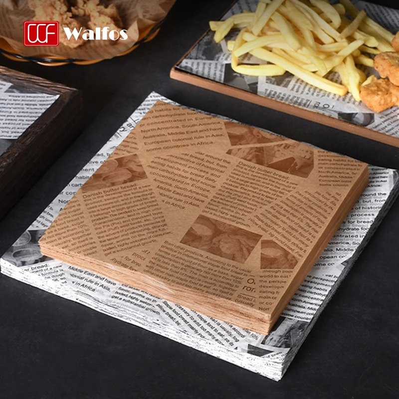 

WALFOS 100PCS greaseproof waxed paper， food packaging bread burger sandwich fast food fries frying wrapper baking kitchen tools