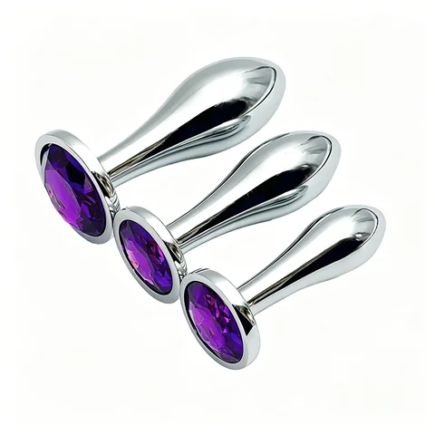 Metal Drop Anal Plug For Women Stainless Steel Three Sizes Jewel Base Butt Plug G-point Massage Adult Sex Toys Male/Famale Gay