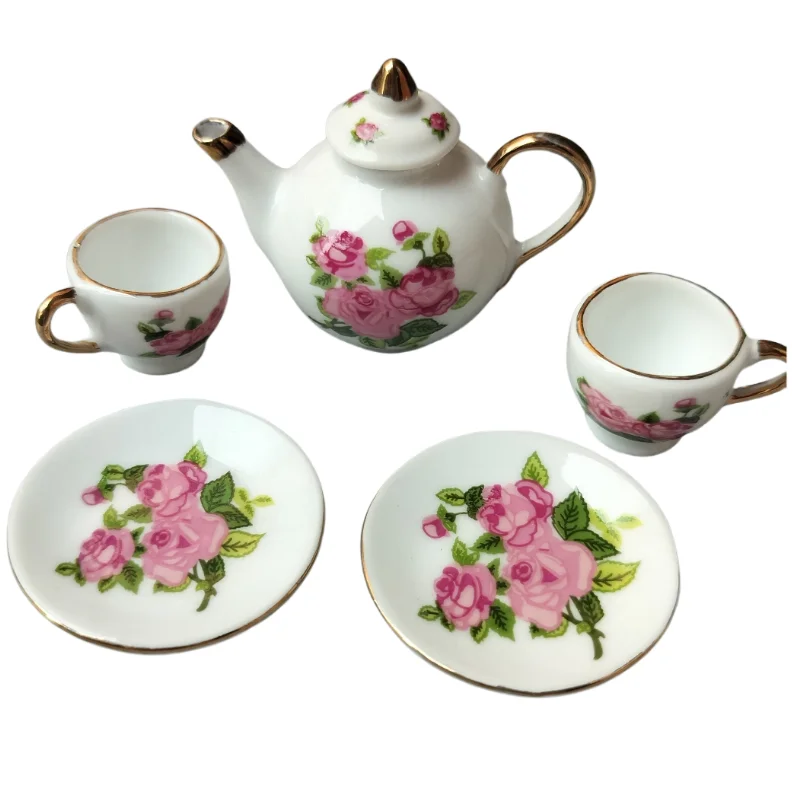 Doll house Teapot Cups Tray European style ceramic mini coffee set china tea set teacup set