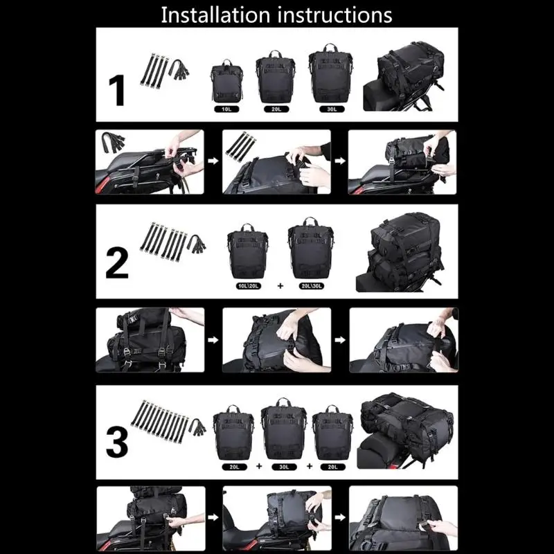 G7NA Wasserdichter Rucksack Hecktaschen Rücksitztasche Hecktasche Roller Gepäck – Detail 2