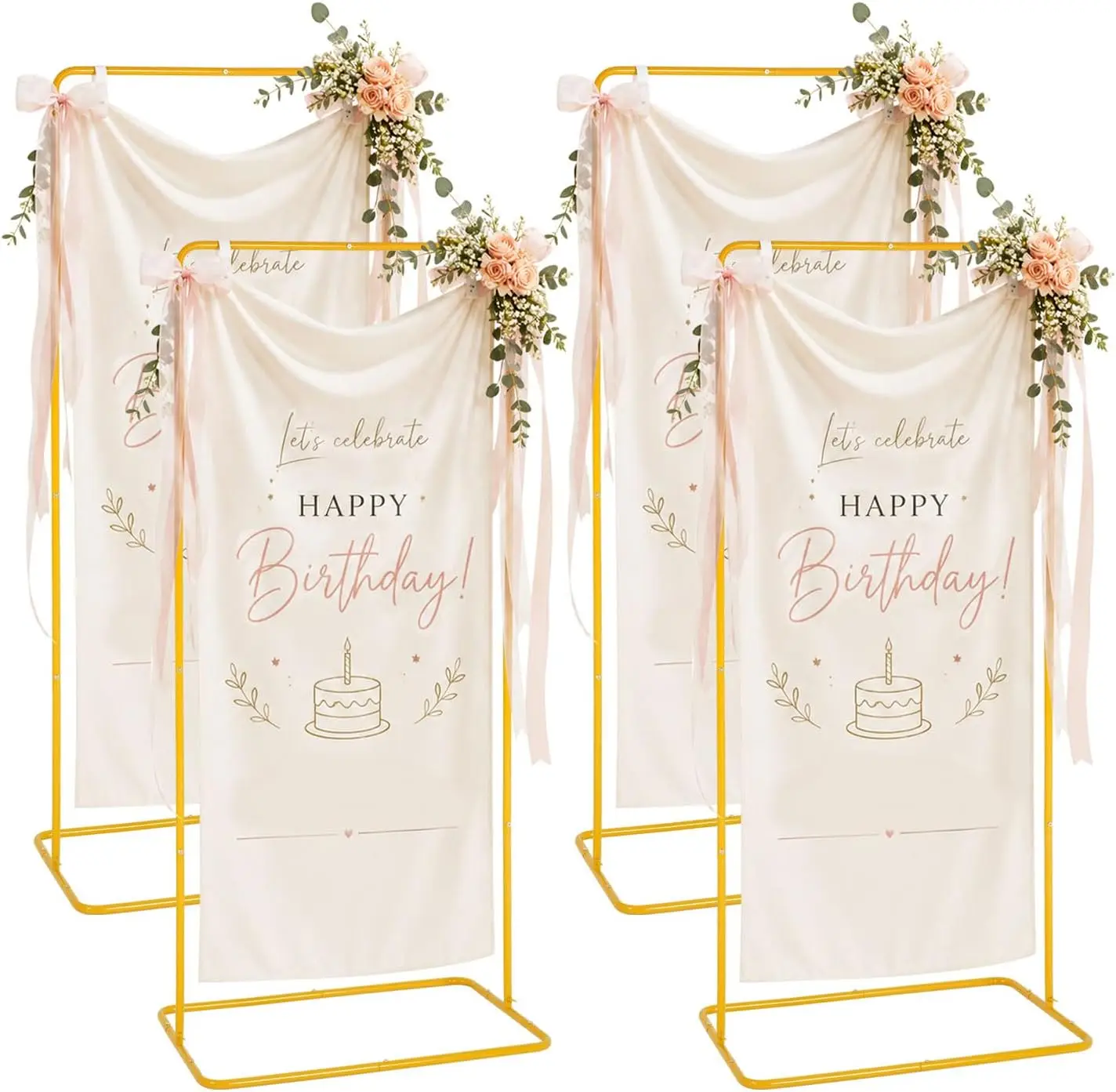 Wedding Sign Stand 4 Pcs, Mustard Gold Poster Easel Stand, Adjustable Metal Display Easel for Welcome Sign, Wedding Party Decor