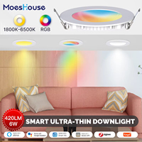 MoesHouse ZigBee Downlight Tuya Thin Dimming Spot Lamp 6W RGB Change Warm Cool Light Work with Alexa Google Home Smart Life