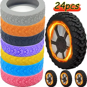 1-24 יחידות מגוון צבעים גלגלי תיקים מגן סיליקון גלגלי נעליים נסיעות מזוודה הפחתת רעש כיסוי גלגלים