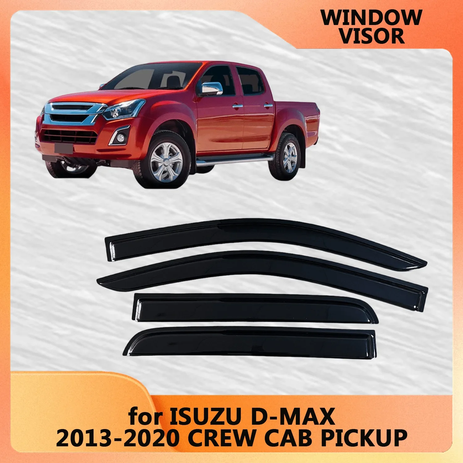 

Window Visor for ISUZU D-MAX 2013 2014 2015 2016 2017 2018 2019 2020 CREW CAB PICKUP Wind Deflectors Rain Guards Door Visor Vent