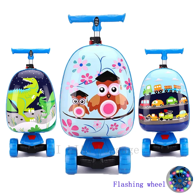 Kids scooter suitcase storage trolley case luggage skateboard for children carry-on kids luggage ride trolley case toy on wheels