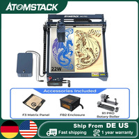 ATOMSTACK A40 Pro 48W Laser Engraver with F60 Air Assist Kit+F3 Matrix Cutting Panel+FB2 Enclosure+R1 Pro Rotary Chuck Roller