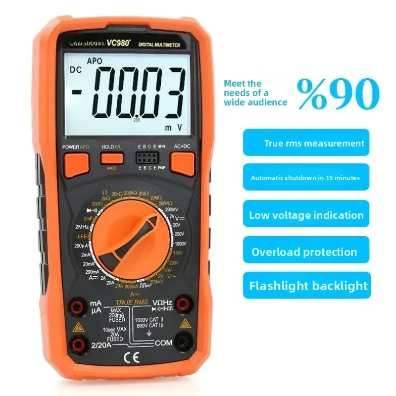 Hot Sell VC980 + Digital Multimeter 4 And A Half High-precision Intelligent Anti-burn Digital Display Meter Electrician Househol