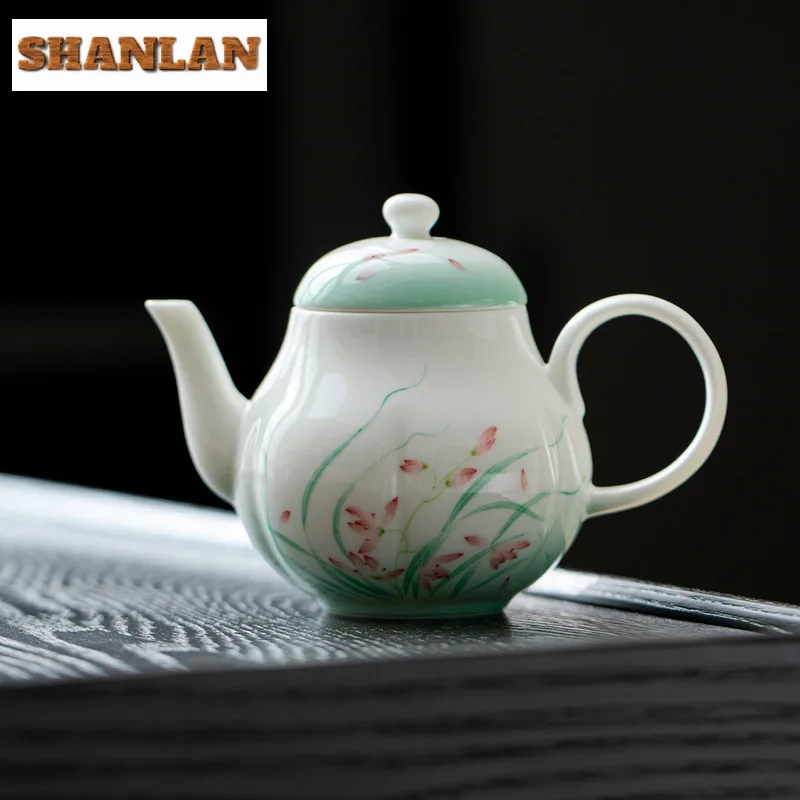 

130ml Hand-painted Orchid Teapot Luxury Tea Infuser Pot Household Tea Maker Kettle With Filter Chinese Tea Set Collection Craft