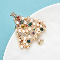Wuli&baby Luxury Pearl Christmas Tree Brooches For Women Designer Multicolor New Year Trees Plants Party Brooch Pins Gifts