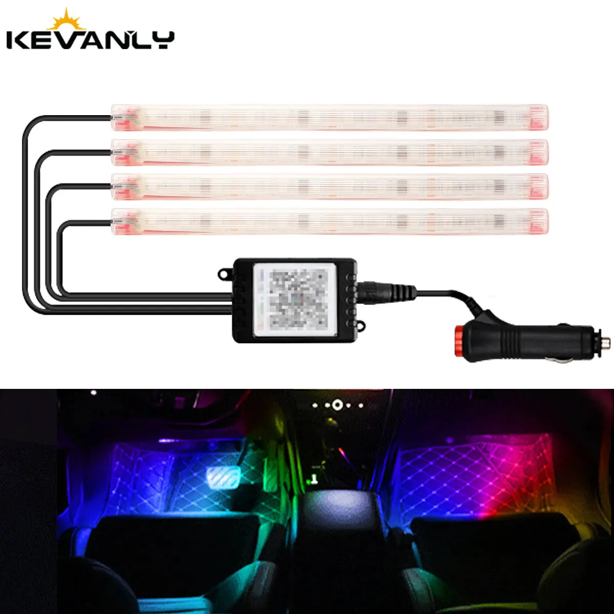 

Led Interior Rock Car Lights RGB LED Car lamp Strip Sync to Music Waterproof 4pcs 48 with Bluetooth App Control Auto Decoration