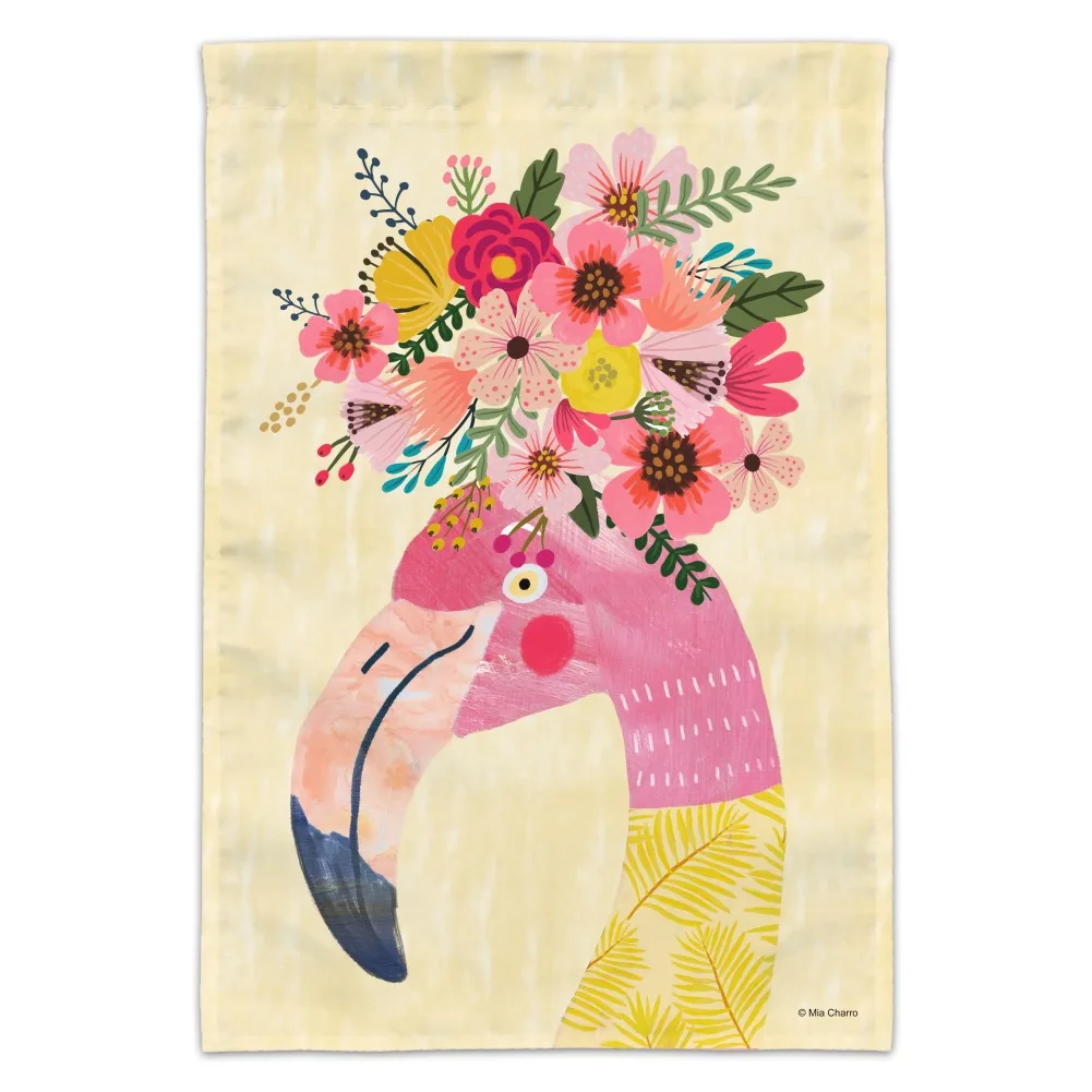 Pretty Pink Flamingo Flowers Garden Yard Flag VVL YYX EEZ