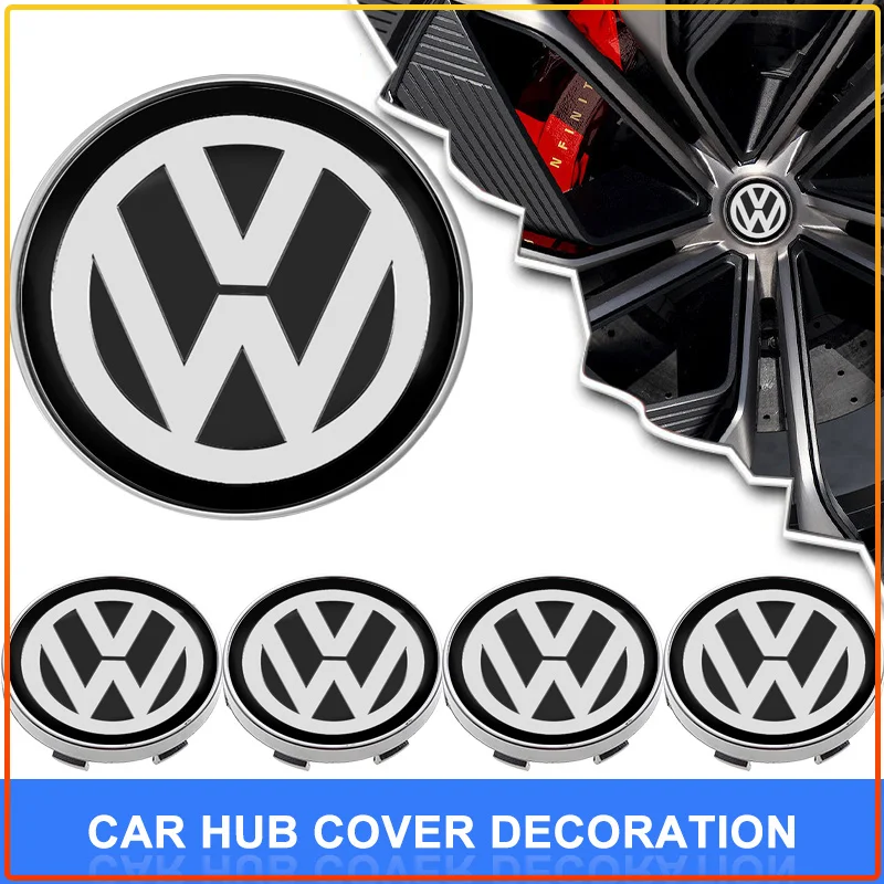 4Pcs Car Emblem Wheel Hub Center Stickers Accessories For VW GTI MK7 MK6 MK5 Ibiza Leon FR 2 Altea Aztec Golf-4 5 6 7 Passat