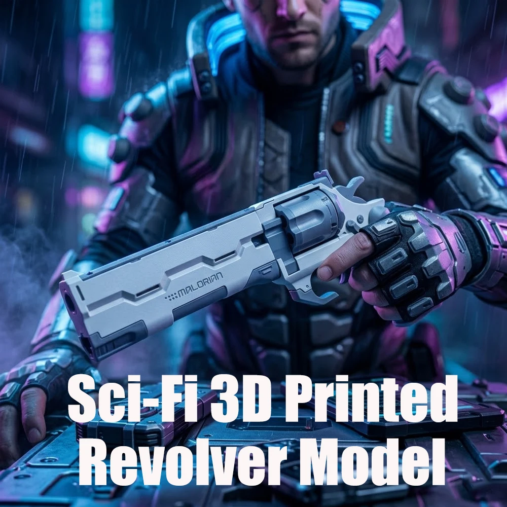 

Sci-Fi 3D Printed Revolver Model Cyberpunk Style Pistol Prop Futuristic Desk Ornament Game Collectible Cosplay Accessory Gift