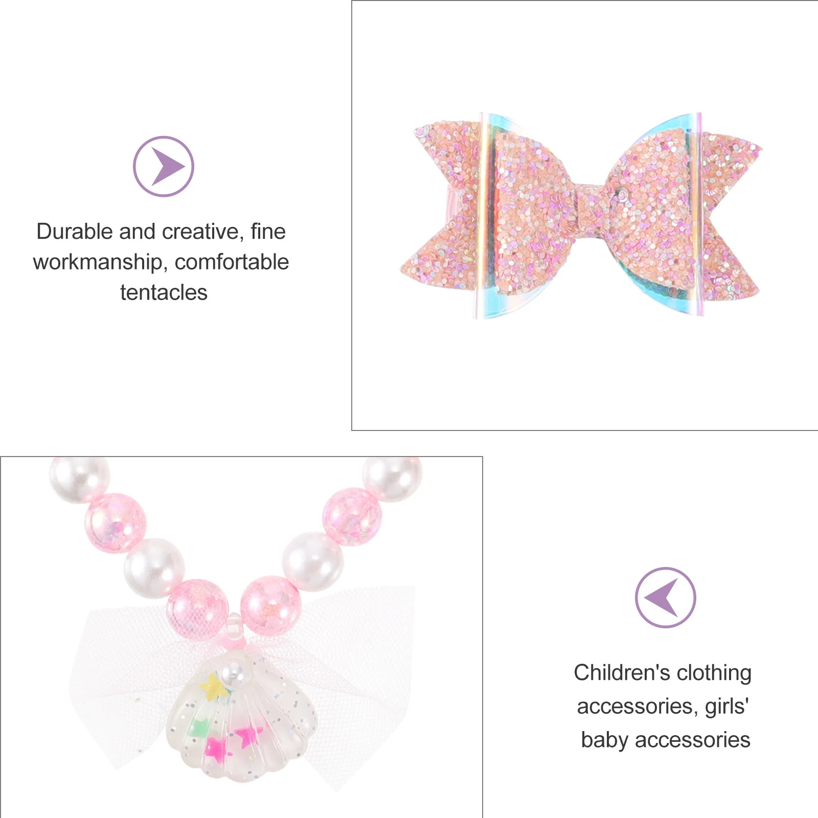 

6Pcs Shell Pearl Jewelry Set Durable Necklace Bracelet Finger Ring Kids Accessories Party Graduation Gift Beaded Bracelet