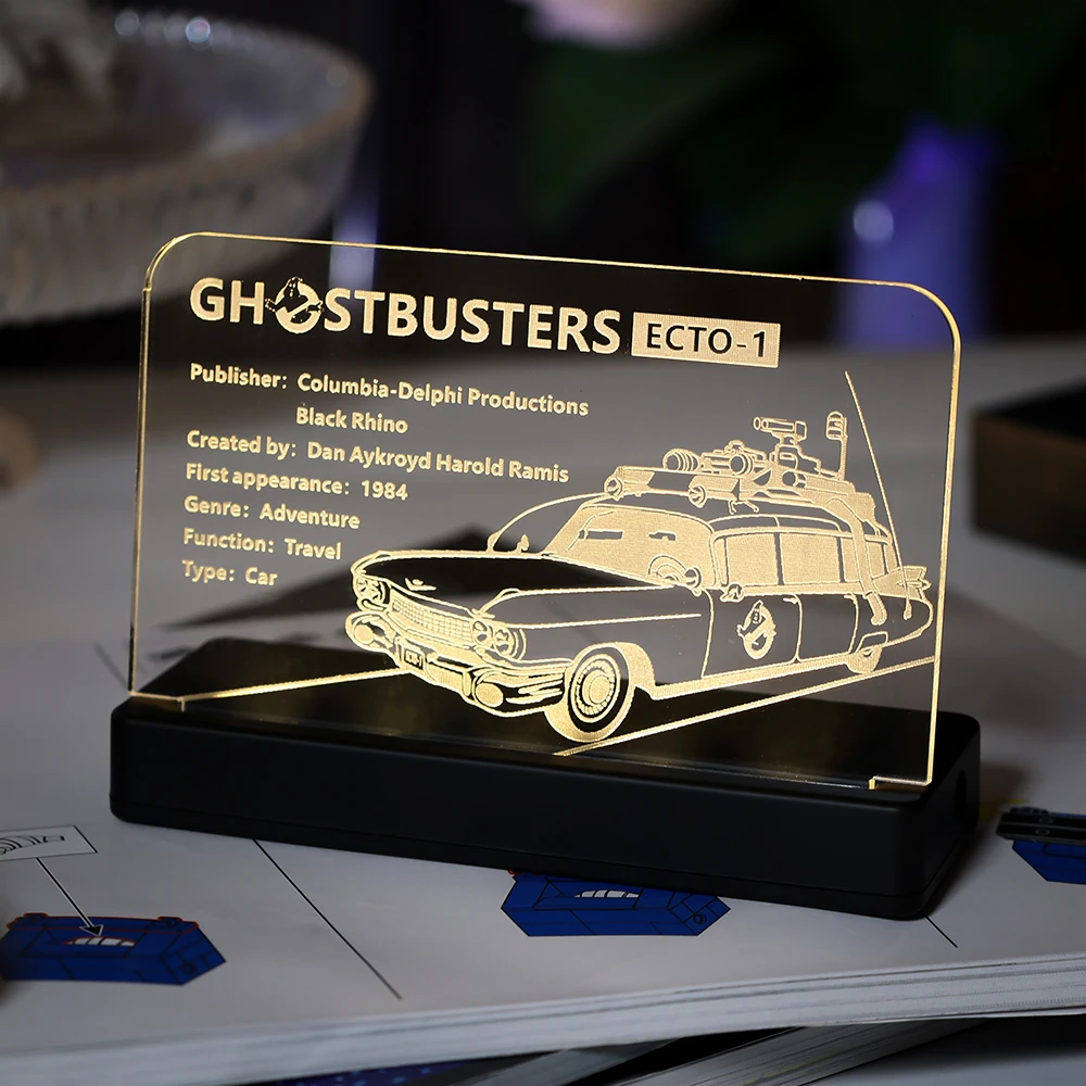 LED Light Acrylic Display Plate Nameplate For 10274 ECTO-1 Creator Ghost Busters not Inlclude the Block Model