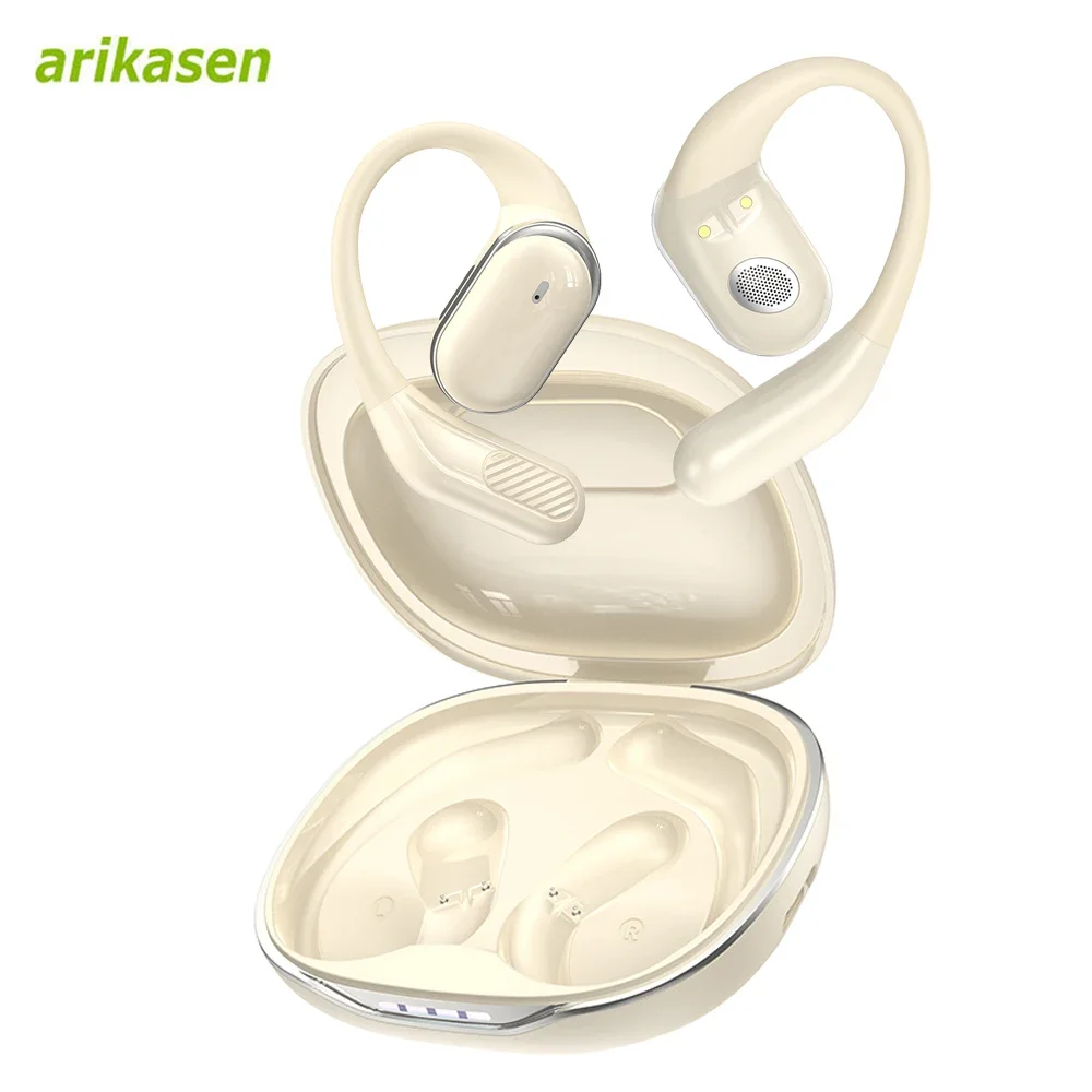 Draadloze hoofdtelefoon Open oordopjes Bluetooth 5.4-oortelefoon met 60 uur speeltijd HD Stereo Diepe bas Oorhaken Headest VOOR Sport