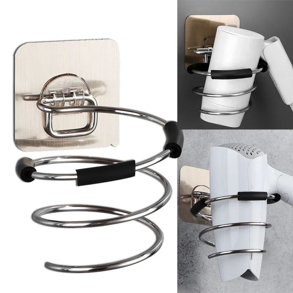 Bathroom stainless steel hair dryer rack without punching waterproof storage rack multifunctional bathroom storage rack