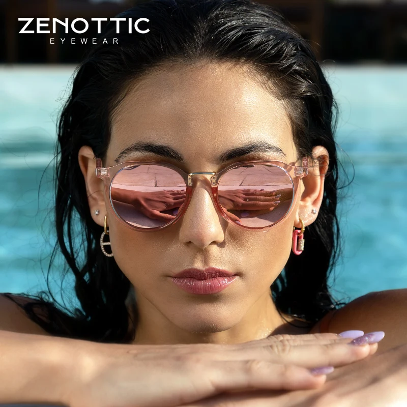 ZENOTTIC خفيفة الاستقطاب النظارات الشمسية النساء خمر مستديرة UV400 القيادة ظلال الإناث طلاء نظارات شمسية Gafas دي سول