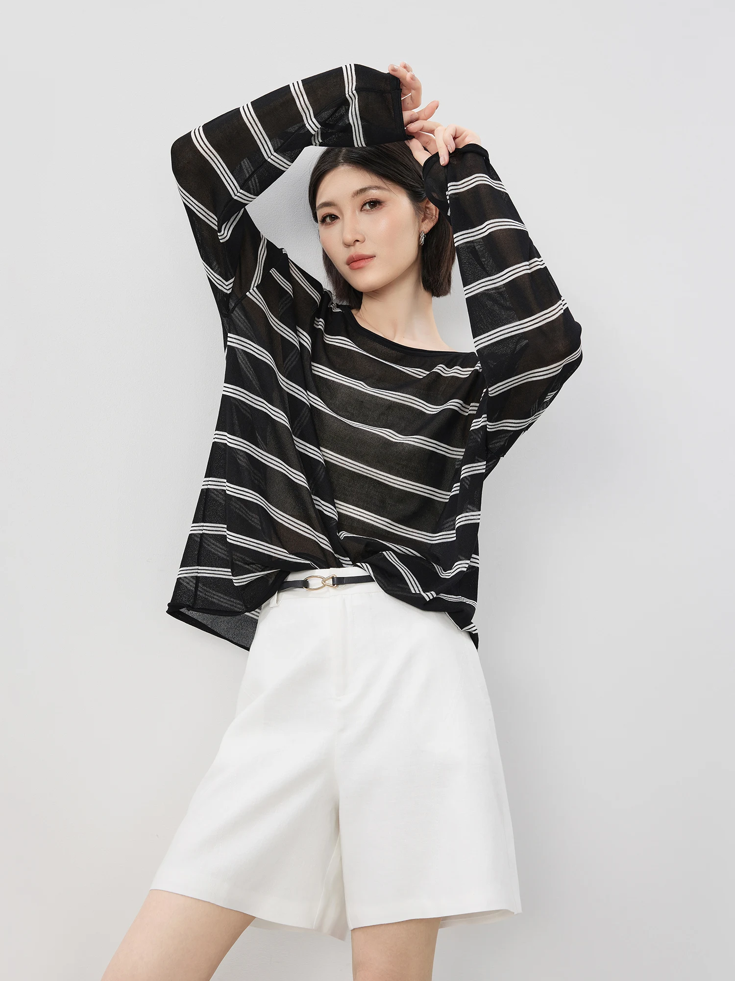 

Loose Women's Knitwear Soft V-Neck Long Sleeve Striped Rylee X Triacetate Spring New Style Elegant Style Comfortable Fit