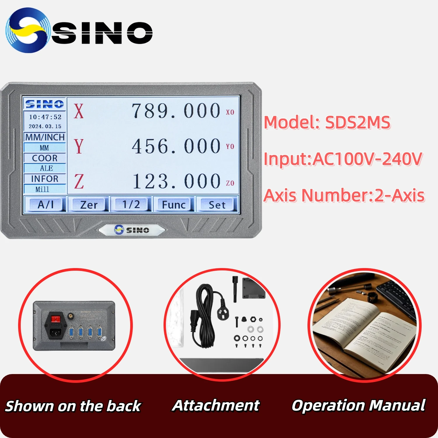 Complete Set 3 Axis DRO kit Milling Lathe Grider Digital Readout Display with 2PCS 5um Optical Ruler Linear Scale Encoder Line