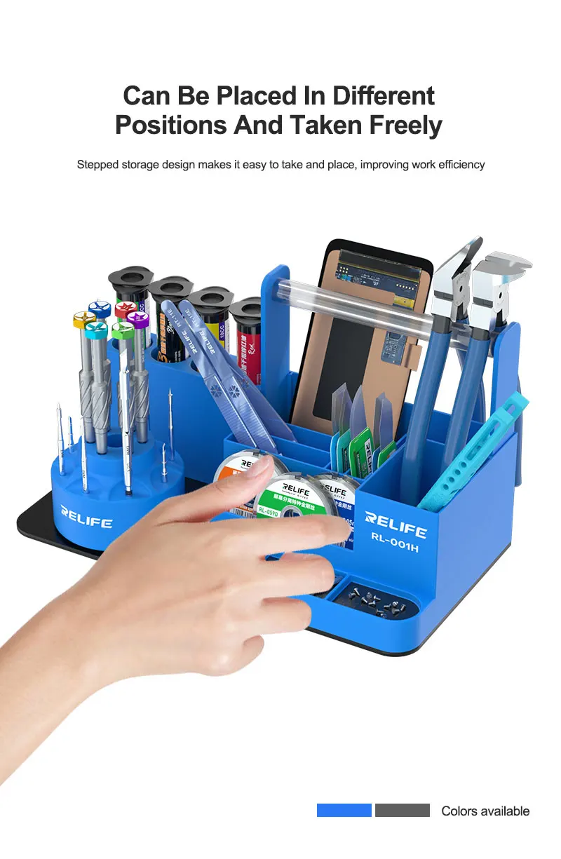 RELIFE RL-001H Rotating Storage Rack 360° Tool Organizer Screwdriver Tweezers Holder for Phone Repair Desk