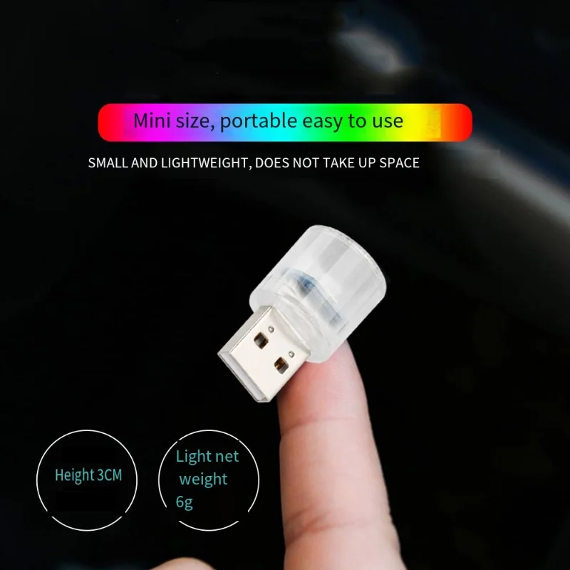 سيارة صغيرة USB LED المحيطة ضوء الزخرفية جو مصابيح للبيئة الداخلية السيارات الكمبيوتر الكمبيوتر المحمولة ضوء التوصيل اللعب