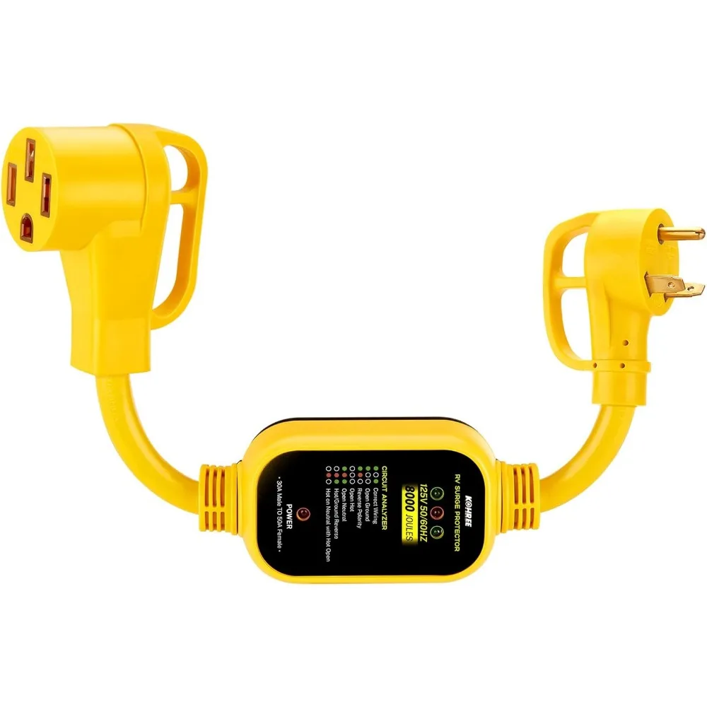 

Адаптер автодома на 30 А на 50 А с защитой от перенапряжения, анализатор цепей 8000-дюймовых цепей для прицепа кемпера, NEMA TT-30P на 14-50R