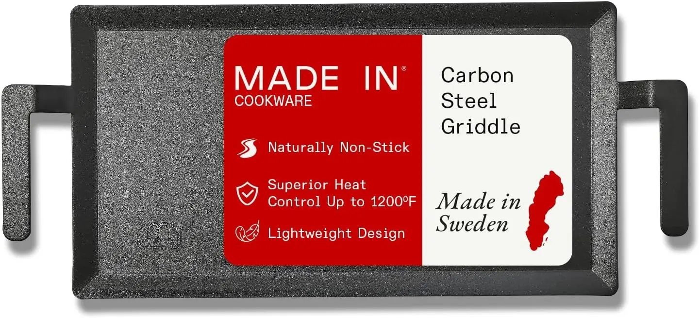 

Carbon Steel Griddle - Like Cast Iron, but Better | Professional Cookware | Induction Compatible